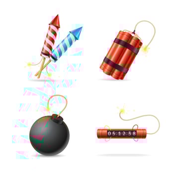 Realistic Detailed 3d Different Bomb Set. Vector