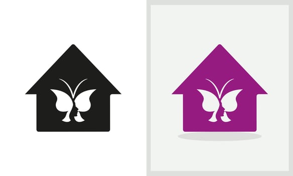 Butterfly House logo design. Home logo with Butterfly concept vector. Beauty Spa and Home logo design vector