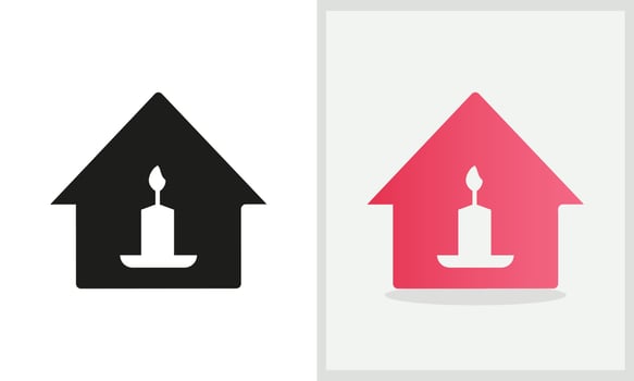 Party House logo design. Home logo with Candle concept vector. Party Candle and Home logo design vector