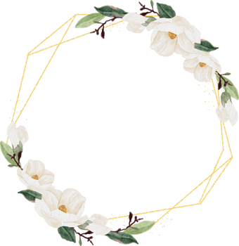 watercolor white magnolia flower and leaf bouquet clipart wreath frame png