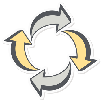 Four Arrows Rotating Recycling Symbol Infographics Sticker Company Budget Presentation Icon png