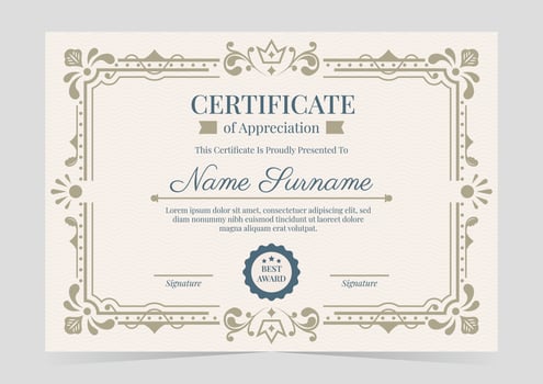 Victorian Classic Certificate Template vector