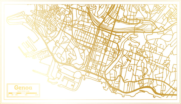 Genoa Italy City Map in Retro Style in Golden Color. Outline Map. vector