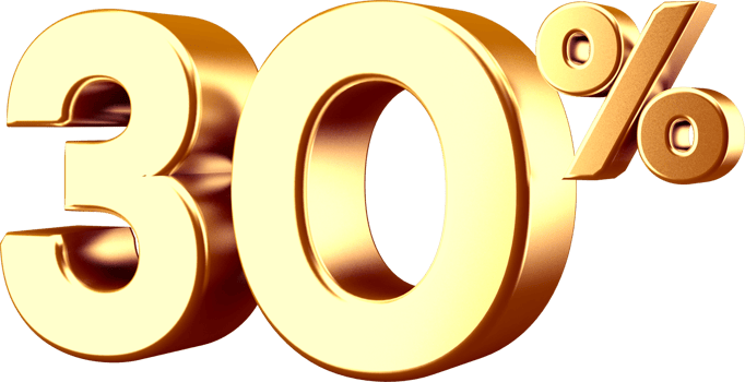 3D Golden Thirty Percent Number png