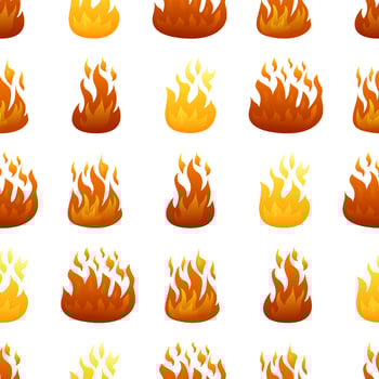 Seamless pattern with fire flame on white background. Vector illustration.