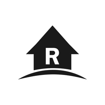 Home Logo On Letter R Design, Initial Real Estate, Development Concept vector