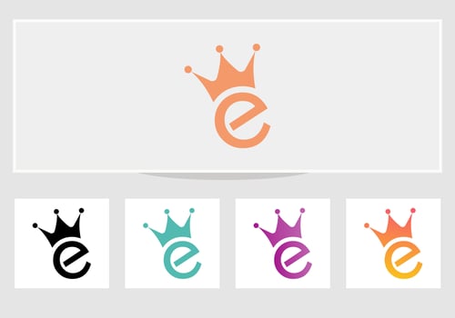 Letter E Crown Logo Design vector