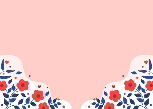 pink background with plant illustration vector