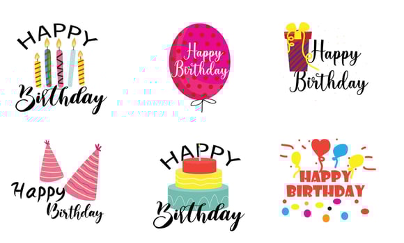 Happy birthday logo badge. Greeting lettering vector