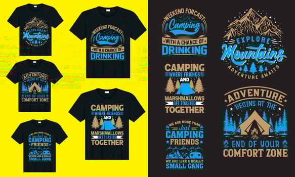 Camping typography t-shirt design premium vector