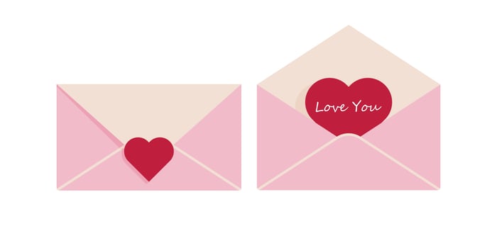red heart in letter. Symbol of Valentine's day. vector