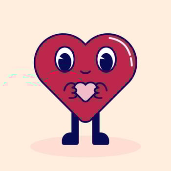 retro vintage cartoon heart for valentines day vector