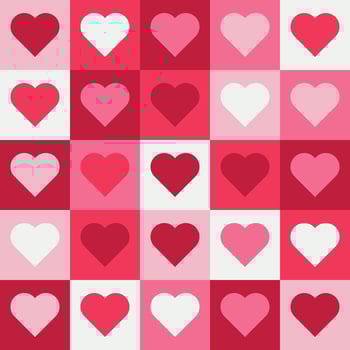 red and pink heart pattern. Geometric shaped heart vector