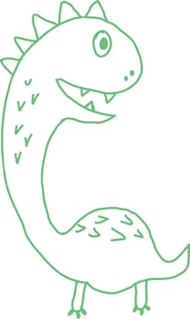Dinosaur drawing cartoon illustration. vector