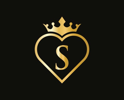 Letter S Logo With Crown and Love Shape vector