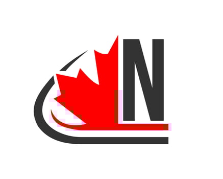 Canadian Red Maple leaf with N letter Concept. Maple leaf logo design vector