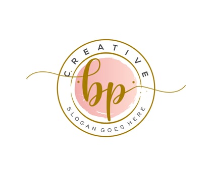 initial BP Feminine logo beauty monogram and elegant logo design, handwriting logo of initial signature, wedding, fashion, floral and botanical with creative template. vector