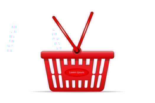 Shopping cart basket and paper bag for online business element decoration vector