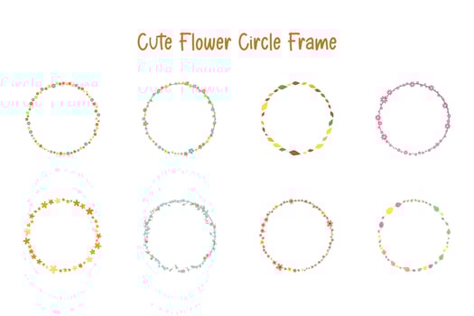 cute flower circle frame border design element set for decoration or banner vector