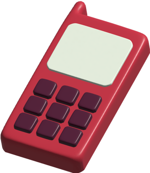 3d illustration of handphone, old phone design png