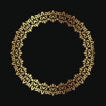 Decorative line art frame for design template. Elegant vector element Eastern style, place for text. Golden outline floral border. Lace illustration for invitations and greeting cards.