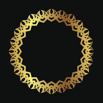 Decorative line art frame for design template. Elegant vector element Eastern style, place for text. Golden outline floral border. Lace illustration for invitations and greeting cards.