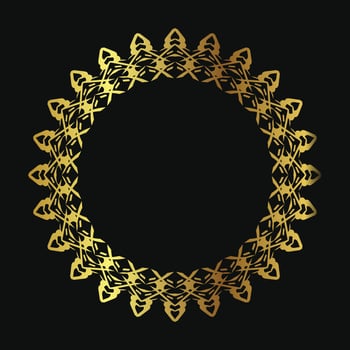 Decorative line art frame for design template. Elegant vector element Eastern style, place for text. Golden outline floral border. Lace illustration for invitations and greeting cards.