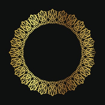 Decorative line art frame for design template. Elegant vector element Eastern style, place for text. Golden outline floral border. Lace illustration for invitations and greeting cards.