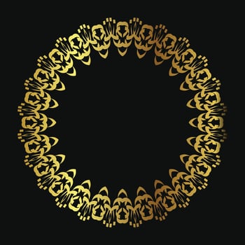Decorative line art frame for design template. Elegant vector element Eastern style, place for text. Golden outline floral border. Lace illustration for invitations and greeting cards.