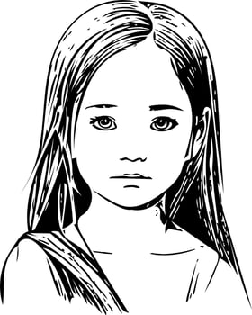 Beautiful girl face in simple line art vector