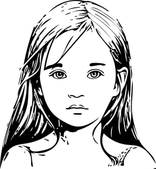 Beautiful girl face in simple line art vector