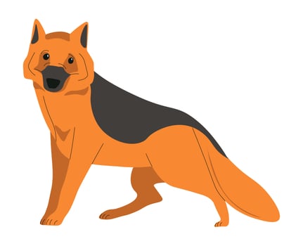 German Shepherd animal breed, canine dog pets vector