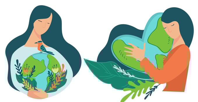 Love nature and planet earth, ecology and care vector