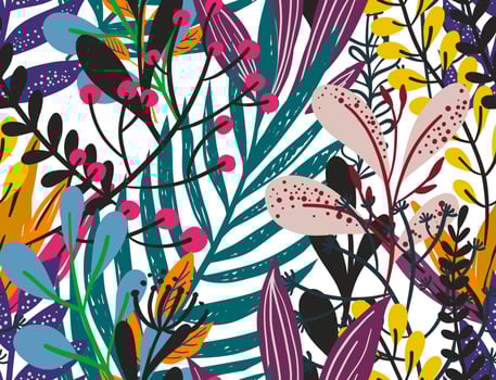 Tropical exotic pattern with leaves and foliage vector