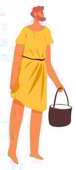 Ancient greek male with bucket of fresh water vector