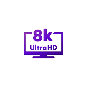 8k Ultra HD TV icon, vector