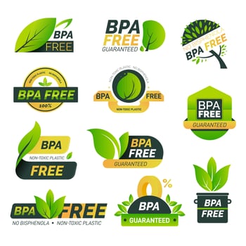 BPA free bisphenol A, safe plastic product label vector