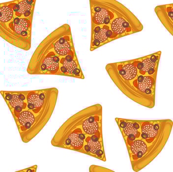 Pizza slices, tasty meal with salami and cheese vector