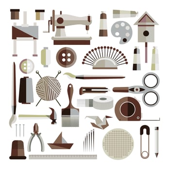Sewing machine and thread, hobby or occupation vector