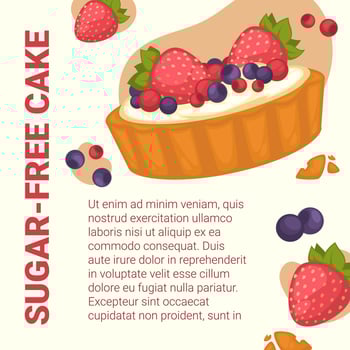 Sugar free cake, delicious dessert banner ads vector