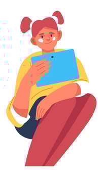Teenager girl watching video on laptop or tablet vector