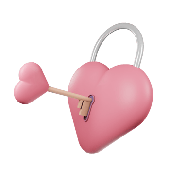 3D Valentine Heart Shape Padlock Illustration png