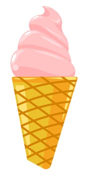 Cone of vanilla ice cream, gelato dessert vector