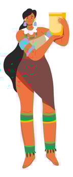 Aztec or mayan woman, ancient civilization people vector