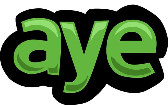 White screen animation video written AYE vector