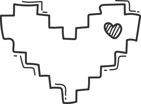 heart icon, doodle black line. png