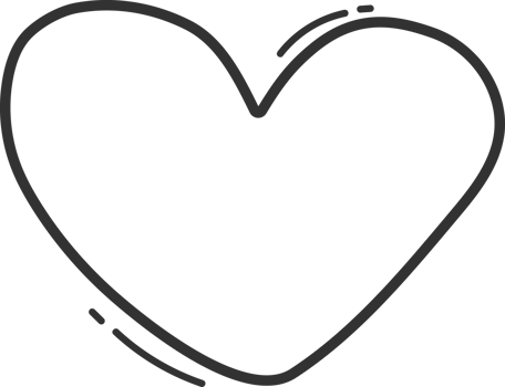 heart icon, doodle black line. png