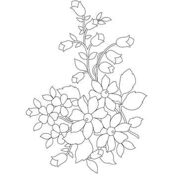 Floral Coloring Pages,Flower Line Arts,Silhouette Art Line Floral Patterns,Outline Black And White Flower Drawing,Contour Botanical Graphics,Floral Design On White Background,Basic Flower Design vector