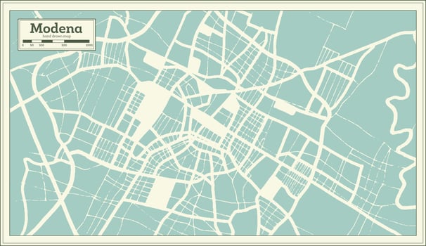Modena Italy City Map in Retro Style. Outline Map. vector