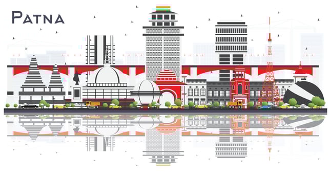 Patna India City Skyline with Gray Buildings and Reflections Isolated on White. vector